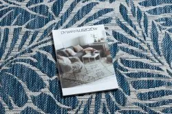 Tappeto SISAL SION Le foglie 22151 tessuto piatto ecru / blu scuro