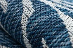 Tappeto SISAL SION Le foglie 22151 tessuto piatto ecru / blu scuro