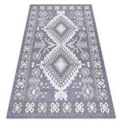 Tappeto SISAL SION azteco 3007 tessuto piatto blu / rosa / ecru