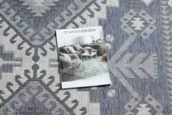 Tappeto SISAL SION azteco 3007 tessuto piatto blu / rosa / ecru
