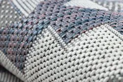 Tappeto SISAL SION azteco 3007 tessuto piatto blu / rosa / ecru
