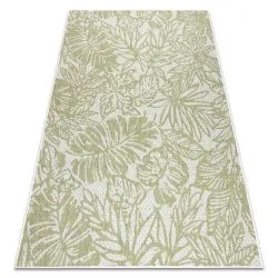 Tappeto SISAL SION foglie, tropicale 22128 tessuto piatto ecru / verde