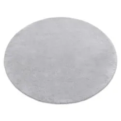 Tappeto TEDDY Shaggy cerchio grigio molto spesso, peluche, antiscivolo, lavabile