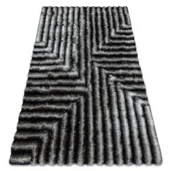 Tappeto moderno FLIM 010-B3 shaggy, labirinto - Structural nero / grigio