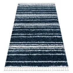 Tappeto UNION 4080 strisce blu / crema Frange berbero marocchino shaggy
