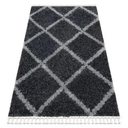 Tappeto UNION 3482 traliccio grigio Frange berbero marocchino shaggy