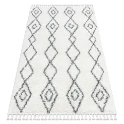 Tappeto UNION 3374 Diamanti, catena crema / grigio Frange berbero marocchino shaggy