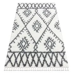 Tappeto UNION 3481 Zigzag crema / grigio Frange berbero marocchino shaggy