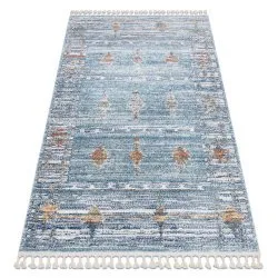 Tappeto moderno BELLE BF13C blu / beige Frange