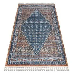 Tappeto moderno BELLE BG58A blu scuro / beige Frange