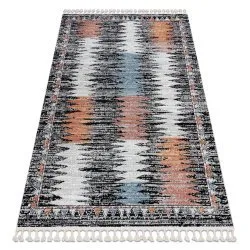 Tappeto moderno BELLE BR23A nero / rosa Frange