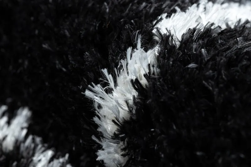 Dywan FLUFFY 2373 shaggy kratka, trellis - antracyt / biały