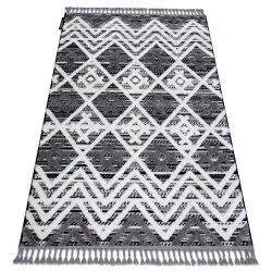 Tappeto MAROC P642 Diamanti, Zigzag grigio / bianca Frange berbero marocchino shaggy