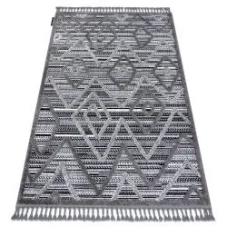 Tappeto MAROC P657 Diamanti, Zigzag, Etnico nero / grigio Frange berbero marocchino shaggy
