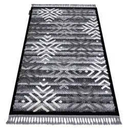 Tappeto MAROC P658 Fiocchi di neve nero / grigio Frange berbero marocchino shaggy