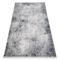 Tappeto moderno REBEC frange 51117 - due livelli di pile crema / blu scuro