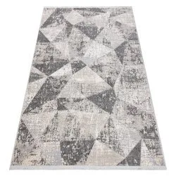 Tappeto moderno REBEC frange 51192A - due livelli di pile crema / grigio