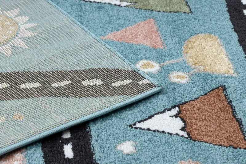 Tappeto FUN Route per bambini, strada, animali blu
