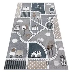 Tappeto FUN Strade per bambini, strada, cittadino grigio