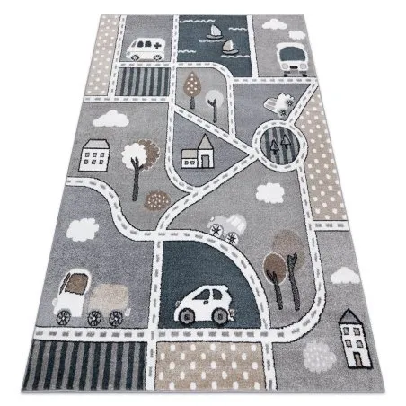 Tappeto FUN Strade per bambini, strada, cittadino grigio