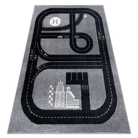 Tappeto FUN Track per bambini, strada, cittadino grigio