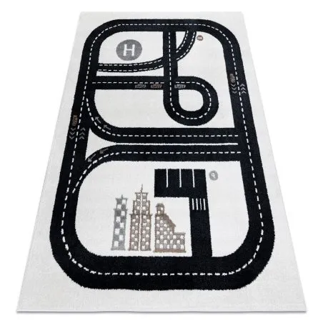 Tappeto FUN Track per bambini, strada, cittadino crema
