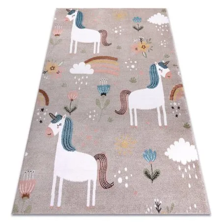 Tappeto FUN Sweety per bambini, unicorno, arcobaleno beige