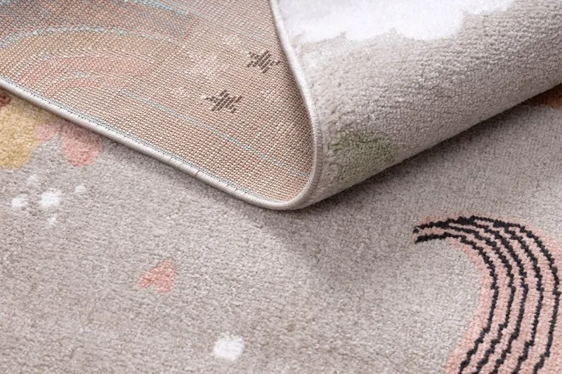 Tappeto FUN Sweety per bambini, unicorno, arcobaleno beige