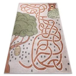 Tappeto FUN Honey per bambini, orso, api beige