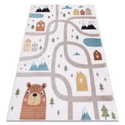 Tappeto FUN Polar per bambini strade, boschi, crema