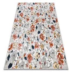 Tappeto strutturale BOTANIC 65239 fiori, tessuto piatto sul balcone, terrazzo - grigio