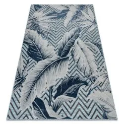 Tappeto strutturale BOTANIC 65242 Piume, zigzag, tessuto piatto sul balcone, terrazzo - blu acqua