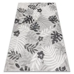 Tappeto strutturale BOTANIC 65245 Monstera se ne va sul balcone, terrazzo - grigio