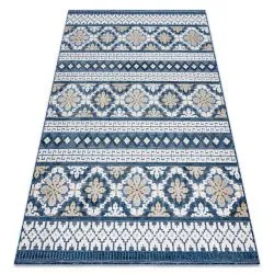 Tappeto strutturale BOTANIC 65252 Boho, tessuto piatto sul balcone, terrazzo - blu scuro