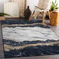 Tappeto lavabile ANDRE 1124 Marmo antiscivolo - nero