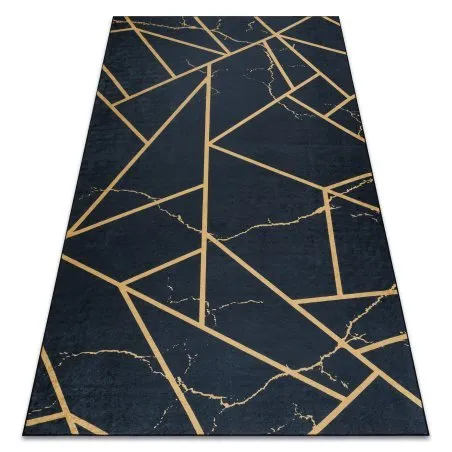 Tappeto lavabile ANDRE 1222 Marmo, geometrico antiscivolo - nero