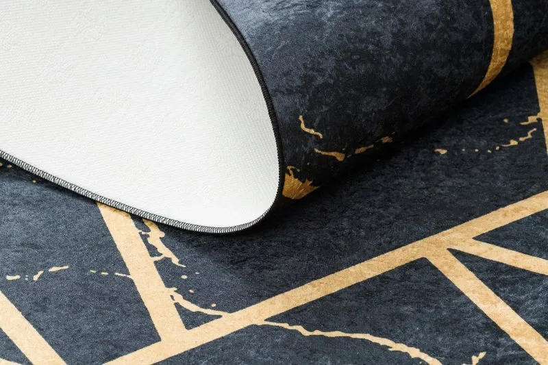 Tappeto lavabile ANDRE 1222 Marmo, geometrico antiscivolo - nero
