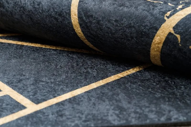 Tappeto lavabile ANDRE 1222 Marmo, geometrico antiscivolo - nero