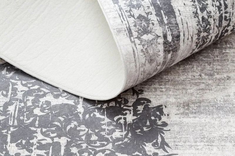 Tappeto lavabile ANDRE 1187 Ornamento, vintage antiscivolo - nero / bianco