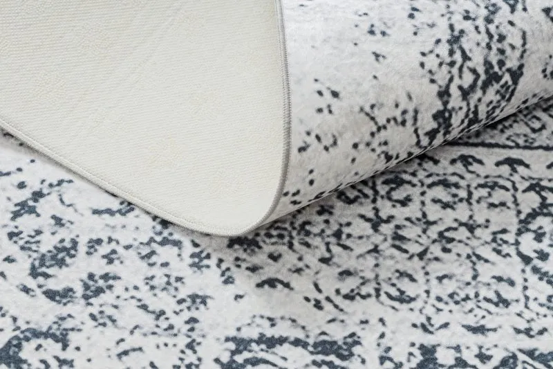 Tappeto lavabile ANDRE 1072 Rosone, vintage antiscivolo - bianco / nero