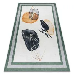 Tappeto lavabile ANDRE 1088 Astrazione telaio antiscivolo - bianca / verde