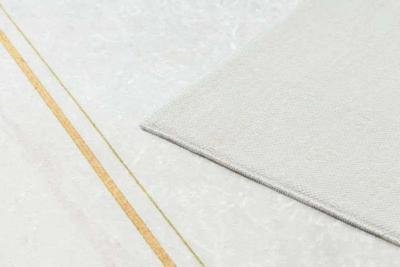 Tappeto lavabile ANDRE 1150 Foglie Monstera, cubo antiscivolo - bianca / oro