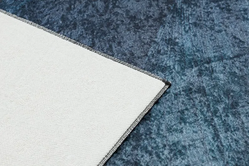 Tappeto lavabile ANDRE 1170 Foglie, geometrico antiscivolo - blu