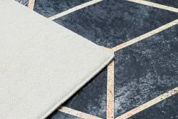 Tappeto lavabile ANDRE 1171 Cubo, geometrico antiscivolo - nero / oro