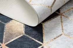 Tappeto lavabile ANDRE 1171 Cubo, geometrico antiscivolo - nero / oro