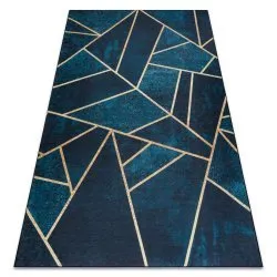 Tappeto lavabile ANDRE 1173 mosaico, geometrico antiscivolo - turchese / oro