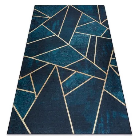 Tappeto lavabile ANDRE 1173 mosaico, geometrico antiscivolo - turchese / oro