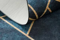 Tappeto lavabile ANDRE 1173 mosaico, geometrico antiscivolo - turchese / oro