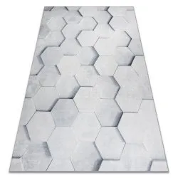Tappeto lavabile ANDRE 1180 Nido d'ape, esagono 3D antiscivolo - grigio