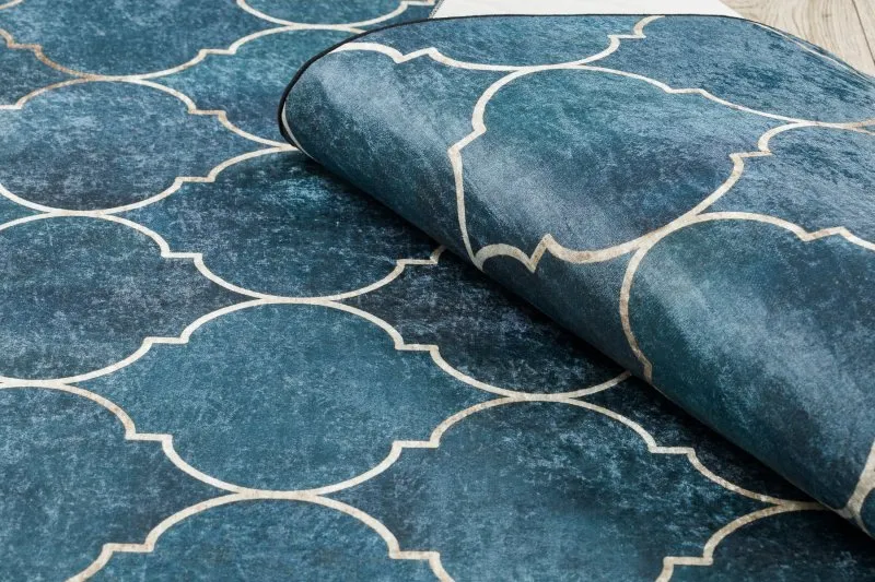 Tappeto lavabile ANDRE 1181 Traliccio marocchino antiscivolo - blu
